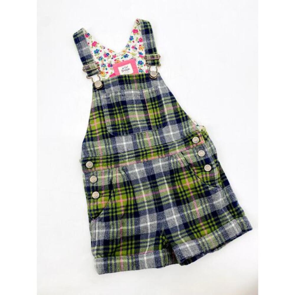 Mini Boden Plaid Gray Overalls 4-5Y